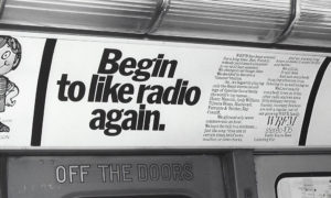 WRFM Begin to like radio again subway sign