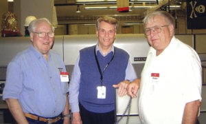 Bill Tynan (on left) and Bob Carpenter (right) visit Marlin at XM Satellite Radio in 2002.